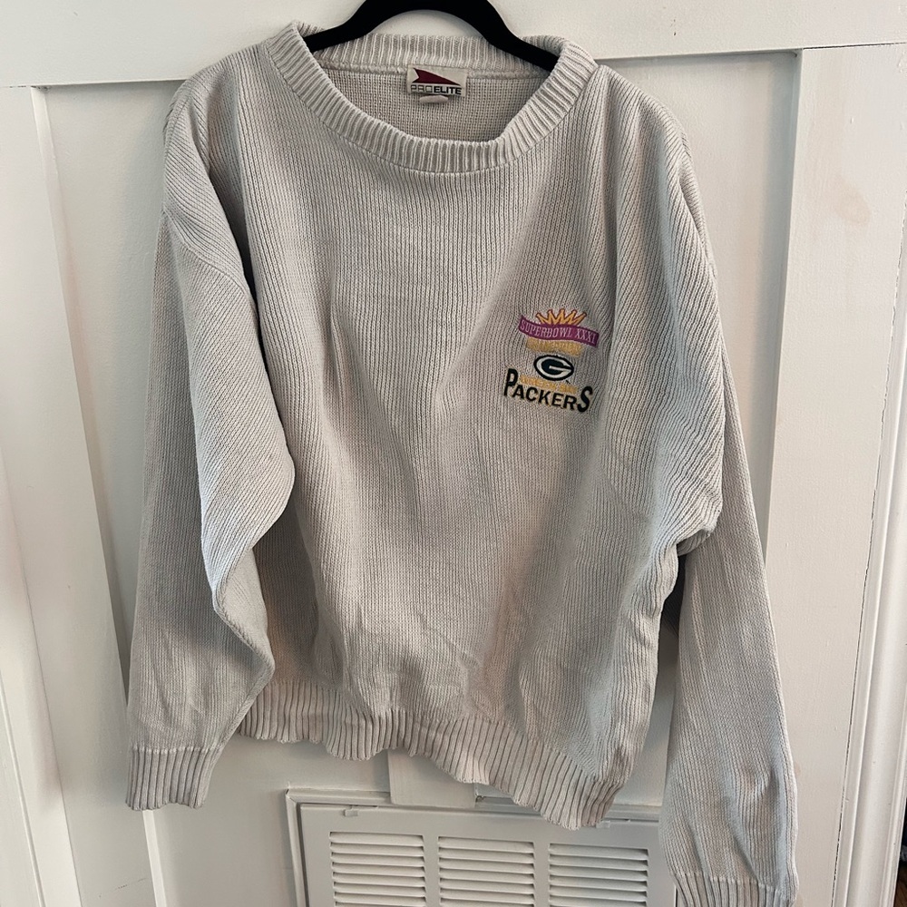Vintage 1997 Super Bowl Pro Elite crew neck sweater Green Bag Packers size Med